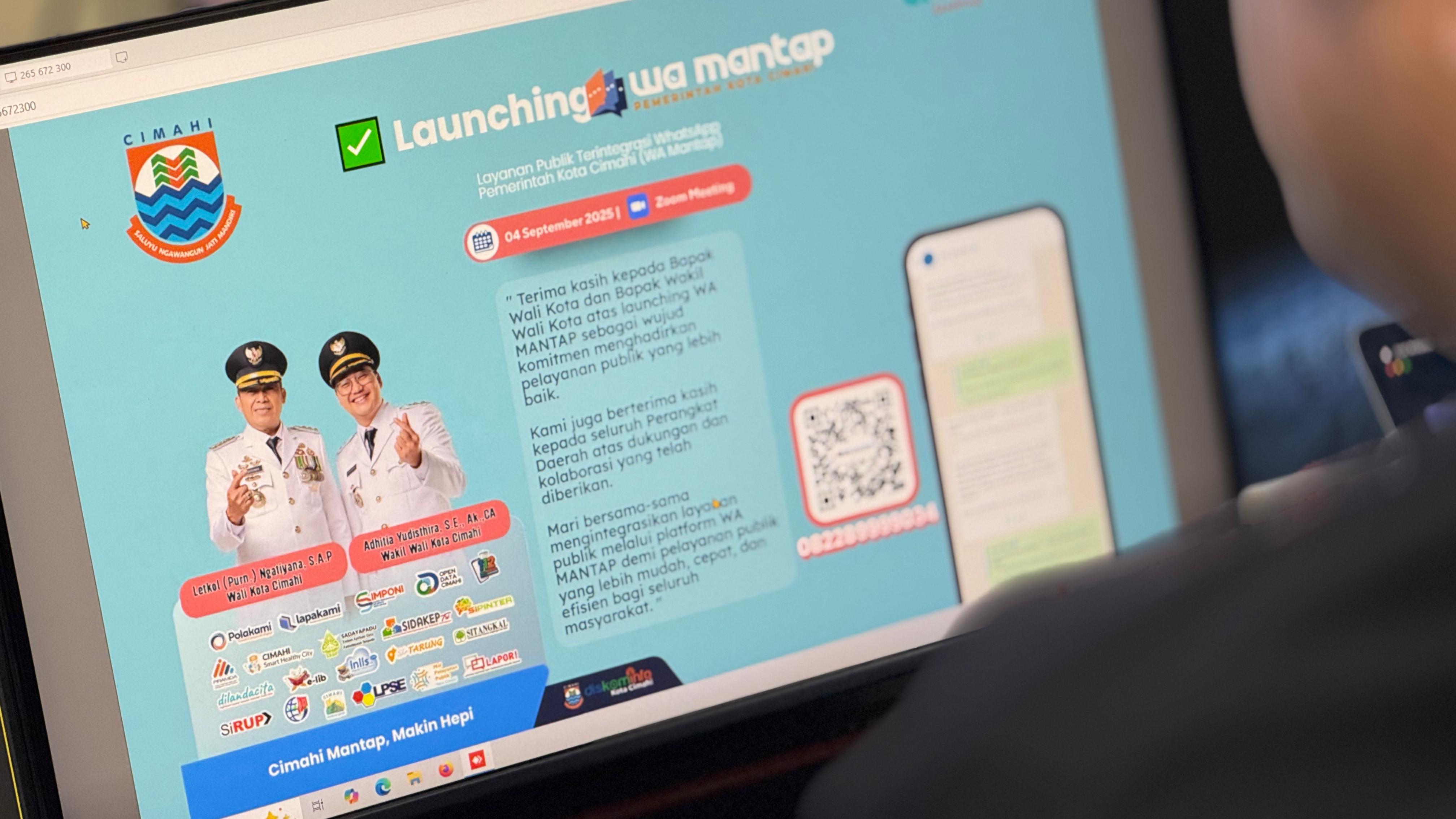 Layani Laporan Warga Cimahi 24 Jam, Pemkot Cimahi Luncurkan WA Mantap